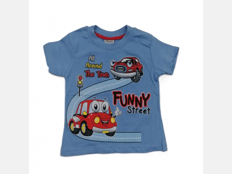 Koszulka chłopięca z autkami NIEBIESKAI T-shirt z krótkim rękawem