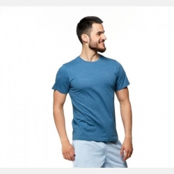 Gładka koszulka męska BAWEŁNA jeansowy melanż MORAJ