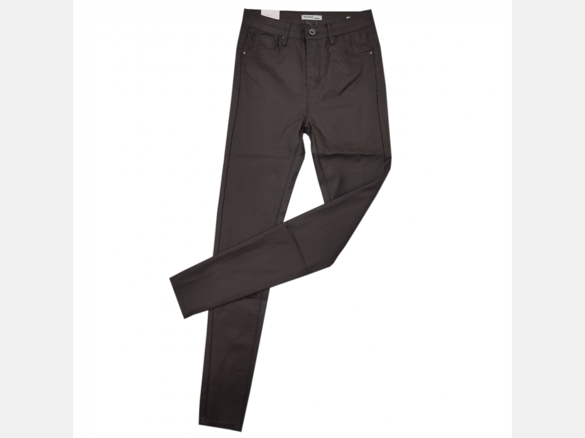 SPODNIE DAMSKIE imitacja skóry CZEKOLADOWY BRĄZ