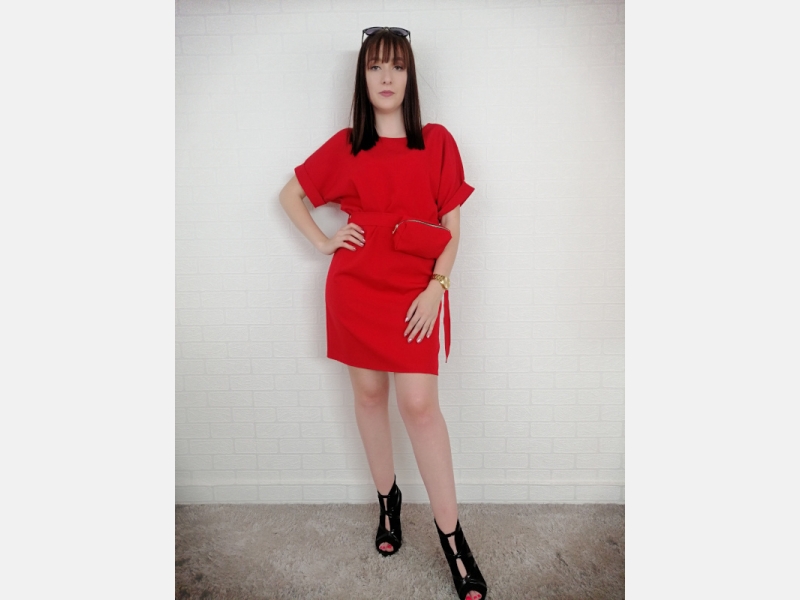 Czerwona sukienka damska + mini TOREBKA