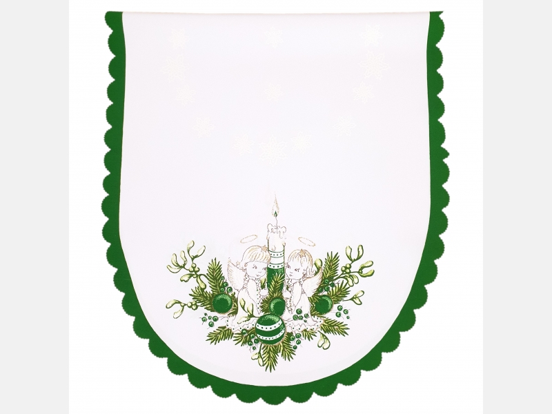 Bieżnik 40 x 90 cm ANIOŁKI biało-zielony