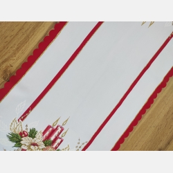 Bieżnik Świąteczny 50 x 110 cm ŚWIECZKI czerwona