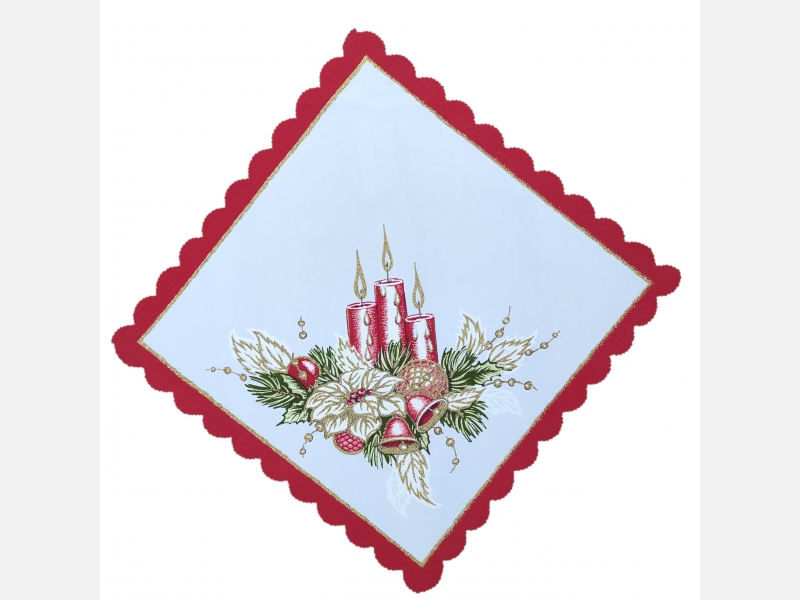Serwetka Świąteczna ŚWIECZKI 35 x 35 cm czerwona