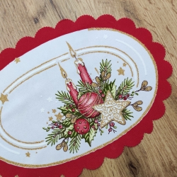 Serwetka Świąteczna ŚWIECZKI  20 x 30 cm czerwona lamówka