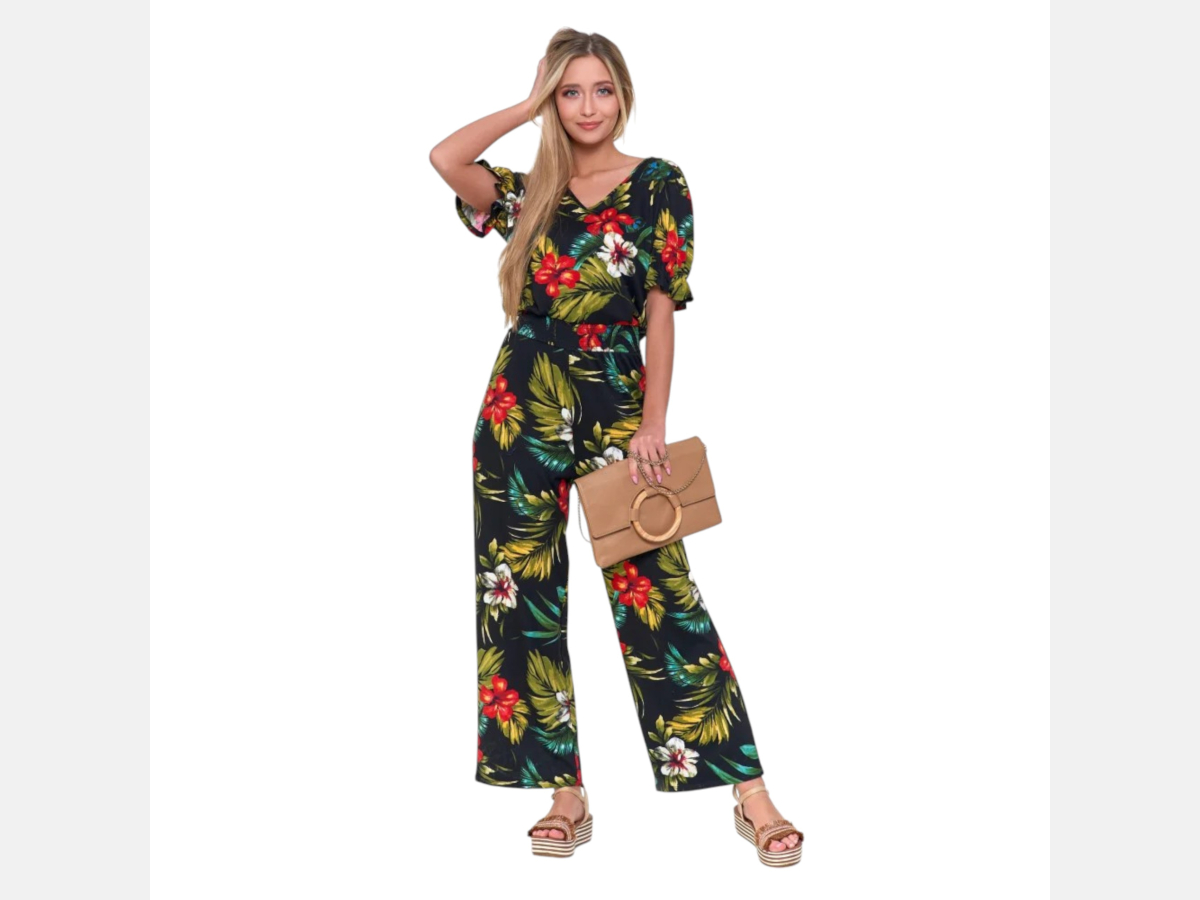 Kombinezon damski z szerokimi spodniami i krótkim rękawem  MORAJ