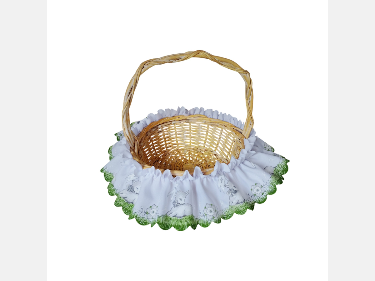 DUŻA opaska na koszyczek WIELKANOCNY BARANKA srebrne wstawki śr. 60 cm NOWOŚĆ