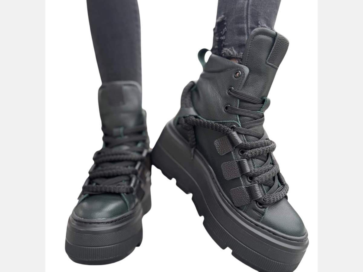 Sneakersy damskie ZIELONE Obuwie Sportowe LURSO skóra naturalna