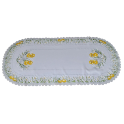 OWALNY BIEŻNIK WIELKANOCNY kurczaczki, stokrotki,pisanki 50x110