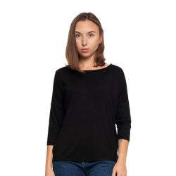 Bluzka damska z wiskozy z rękawem 3/4 gładka CZARNA MORAJ