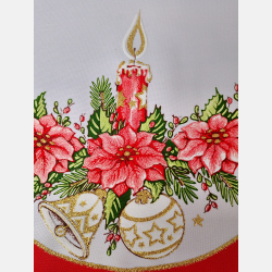 CZERWONA serwetka ŚWIĄTECZNA świeczka, dzwonek, bombka KOŁO 35 cm