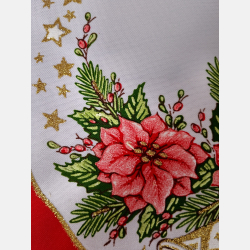 CZERWONA serwetka ŚWIĄTECZNA świeczka, dzwonek, bombka KOŁO 35 cm