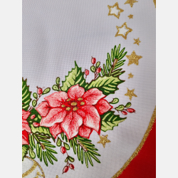 CZERWONA serwetka ŚWIĄTECZNA świeczka, dzwonek, bombka KOŁO 35 cm