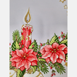 CZERWONA serwetka ŚWIĄTECZNA świeczka, dzwonek, bombka KOŁO 35 cm