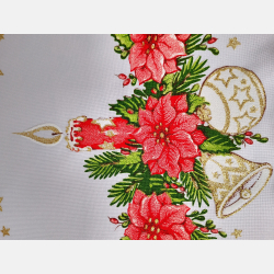 CZERWONA serwetka ŚWIĄTECZNA świeczka, dzwonek, bombka OWALNA 32-48 cm