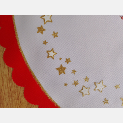 CZERWONA serwetka ŚWIĄTECZNA świeczka, dzwonek, bombka OWALNA 32-48 cm