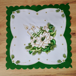 ELEGANCKA serwetka ŚWIĄTECZNA dekoracja świeczki KWADRAT 35 cm ZIELONA