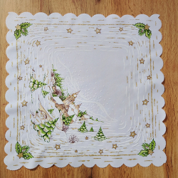 Serwetka ŚWIĄTECZNA dekoracja ZIMOWY pejzaż KWADRAT 35  BIAŁA