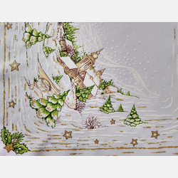 Serwetka ŚWIĄTECZNA dekoracja ZIMOWY pejzaż KWADRAT 35  BIAŁA