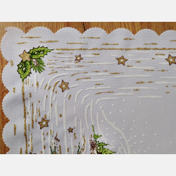 Serwetka ŚWIĄTECZNA dekoracja ZIMOWY pejzaż KWADRAT 35  BIAŁA