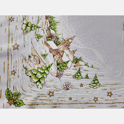 Serwetka ŚWIĄTECZNA dekoracja ZIMOWY pejzaż KWADRAT 35  BIAŁA