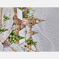 Serwetka ŚWIĄTECZNA dekoracja ZIMOWY pejzaż KWADRAT 35  BIAŁA