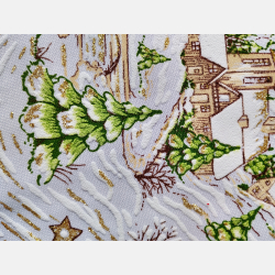 Serwetka ŚWIĄTECZNA dekoracja ZIMOWY pejzaż KWADRAT 35  BIAŁA