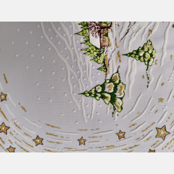 Serwetka ŚWIĄTECZNA dekoracja ZIMOWY pejzaż OWALNA 32-48 cm BIAŁA