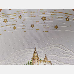 Serwetka ŚWIĄTECZNA dekoracja ZIMOWY pejzaż OWALNA 32-48 cm BIAŁA