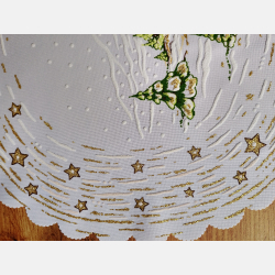 Serwetka ŚWIĄTECZNA dekoracja ZIMOWY pejzaż OWALNA 32-48 cm BIAŁA