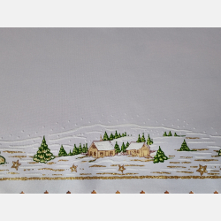 SZARFA świąteczna ELEGANCKA kościół zimowy pejzaż BIAŁA 35x140