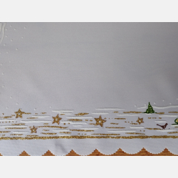 SZARFA świąteczna ELEGANCKA kościół zimowy pejzaż BIAŁA 35x140