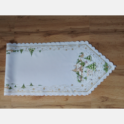 SZARFA świąteczna ELEGANCKA kościół zimowy pejzaż BIAŁA 35x140