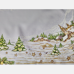 ŚWIĄTECZNY OBRUS 90x90 zimowy pejzaż KWADRAT biały