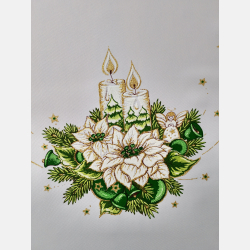 BIEŻNIK ŚWIĄTECZNY świeczki, choinki, ZIELONY 50-110 cm