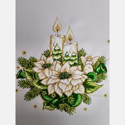 BIEŻNIK ŚWIĄTECZNY świeczki, choinki, ZIELONY 50-110 cm