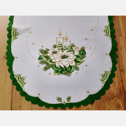 BIEŻNIK ŚWIĄTECZNY świeczki, choinki, ZIELONY 50-110 cm