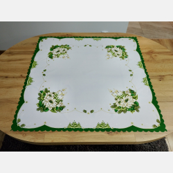 ŚWIĄTECZNY OBRUS aniołek, świeca ZIELONY, kwadrat 90x90