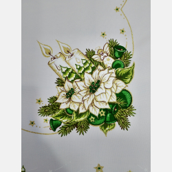 ŚWIĄTECZNY OBRUS aniołek, świeca ZIELONY, kwadrat 90x90