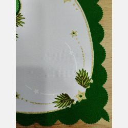 ŚWIĄTECZNY OBRUS aniołek, świeca ZIELONY, kwadrat 90x90