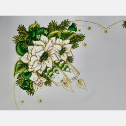 ŚWIĄTECZNY OBRUS aniołek, świeca ZIELONY, kwadrat 90x90