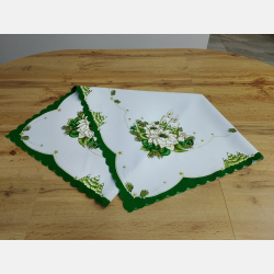 ŚWIĄTECZNY OBRUS aniołek, świeca ZIELONY, kwadrat 90x90