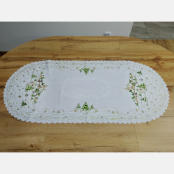 BIEŻNIK ŚWIĄTECZNY 50x110 cm zimowy pejzaż BIAŁY