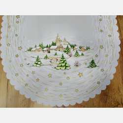 BIEŻNIK ŚWIĄTECZNY 50x110 cm zimowy pejzaż BIAŁY