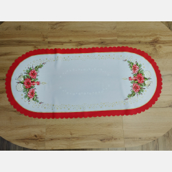 ŚWIĄTECZNY BIEŻNIK motyw bożonarodzeniowy, świeczka bombka 50x110 CZERWONA