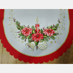 ŚWIĄTECZNY BIEŻNIK motyw bożonarodzeniowy, świeczka bombka 50x110 CZERWONA