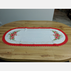 ŚWIĄTECZNY BIEŻNIK motyw bożonarodzeniowy, świeczka bombka 50x110 CZERWONA