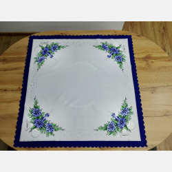 ŚWIĄTECZNY OBRUS 90x90 świeczka bombka, dzwoneczek KWADRAT GRANATOWY