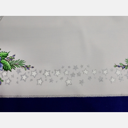 ŚWIĄTECZNY OBRUS 90x90 świeczka bombka, dzwoneczek KWADRAT GRANATOWY