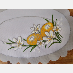 OWALNA serwetka WIELKANOCNA pisanki, stokrotki  20x30