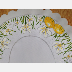 OWALNA serwetka WIELKANOCNA kurczaczki, stokrotki, pisanki 32X48